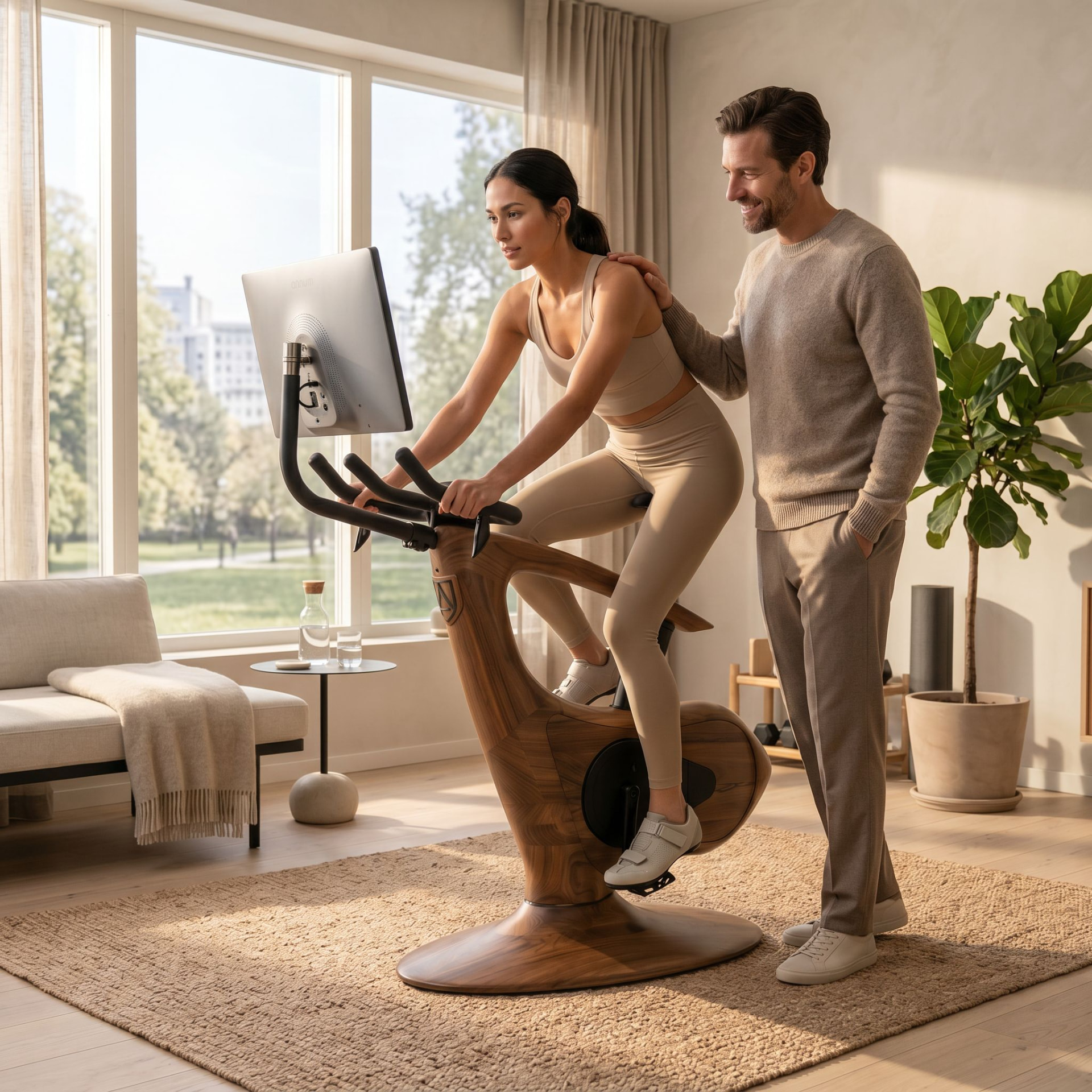 Elegant Annum indoor bike in a sunlit luxury living room